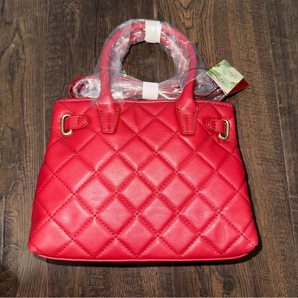 Studio Badgley Mischka BM-4162 Brick Red Quilted Mini Tote Crossbody NWT - Picture 10 of 15